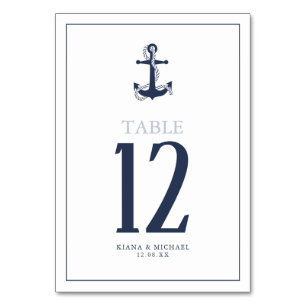 Numéro De Table Blue Wave Ancre Mariage Navy/Wht ID836