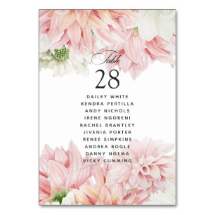 Numéro De Table Blush Dahlias Floral Mariage