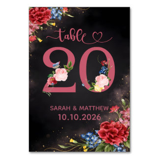 Numéro De Table Blush Floral Wedding Table Number 20 Card