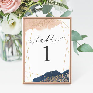 Numéro De Table Blush, Gold & Navy Mariage
