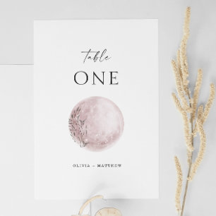 Numéro De Table Blush Lune Mystique Élégant Mariage Céleste