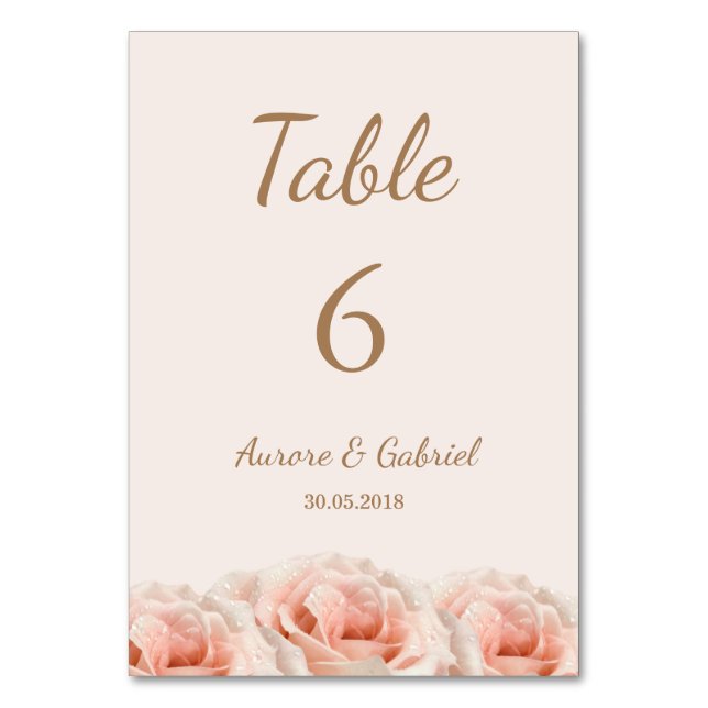 Numéro De Table Blush Peach Mariage Rose fleuri Numéro de tableau (Par défaut)