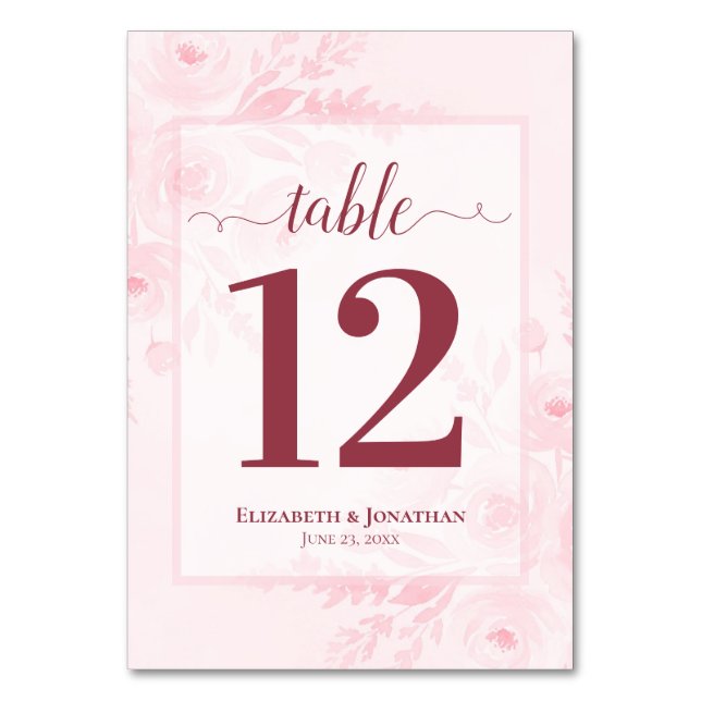 Numéro De Table Blush Pink Boho Chic Floral Elegant Wedding (Par défaut)