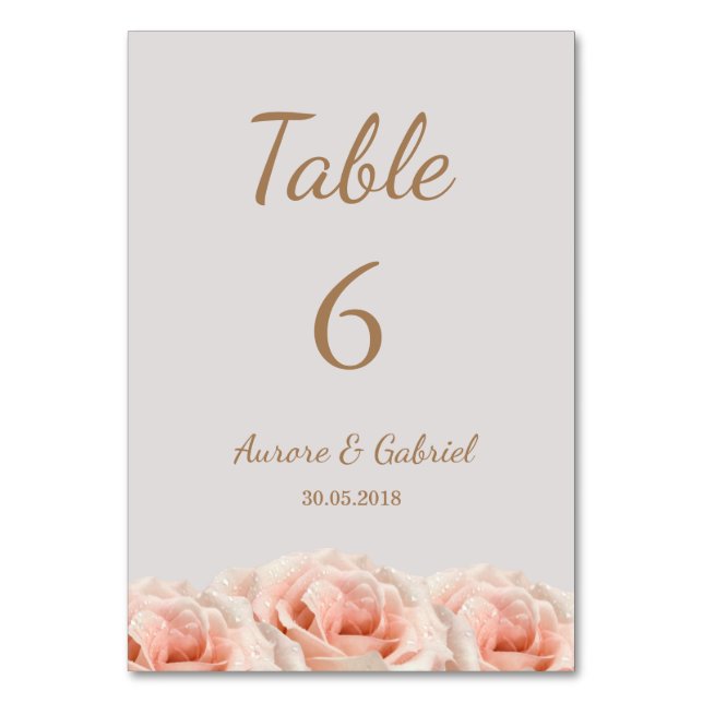 Numéro De Table Blush Rose Grey Mariage floral Numéro de tableau (Par défaut)