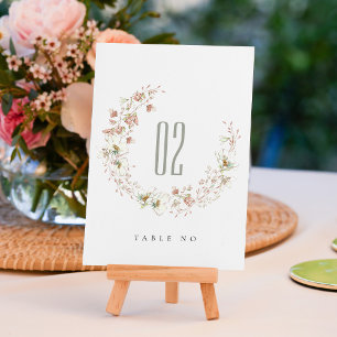 Numéro De Table Blush White Rustic Meadow Floral Wreath Mariage