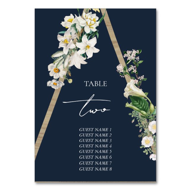 Numéro De Table Bohème Bohème Pyramide Flore Blanche Mariage Bleu (Par défaut)