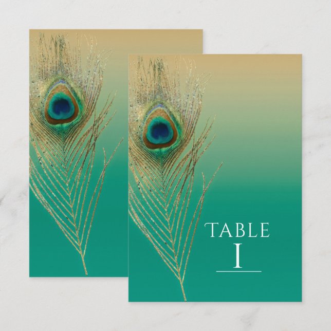 Numéro de table bohème plume de paon sable et sarc (Devant / Derrière)