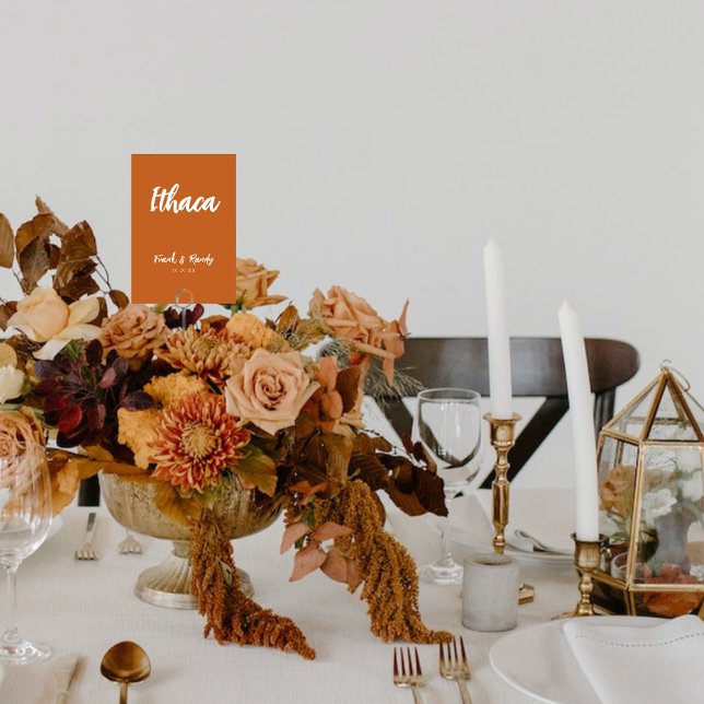 Numéro De Table Bohemian Terracotta Custom Wedding Nom de table (Créateur téléchargé)