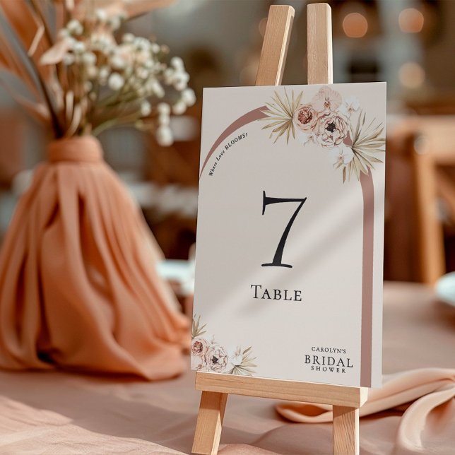 Numéro De Table Boho Aquarelle Floral Fête des mariées Arc Moderne (Créateur téléchargé)