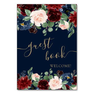 Numéro De Table Boho Blooms   Dark Navy Blue and Burgundy Gifts
