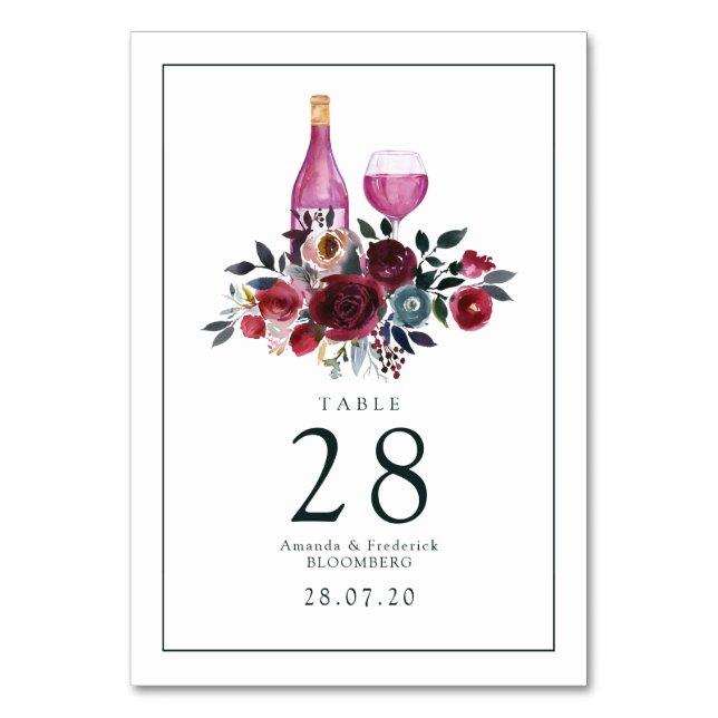 Numéro De Table Boho Bourgogne et dégustation de vins de la Marine (Par défaut)