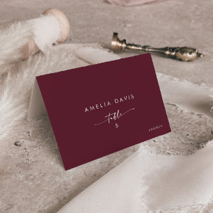 Numéro De Table Boho Chic Bourgogne Rouge Nom du client Place Cart