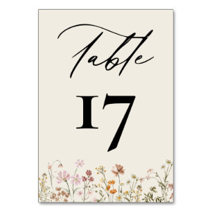 Numéro De Table Boho Chic Fleur sauvage Moderne Mariage