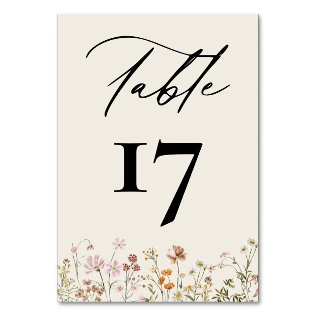 Numéro De Table Boho Chic Fleur sauvage Moderne Mariage (Par défaut)