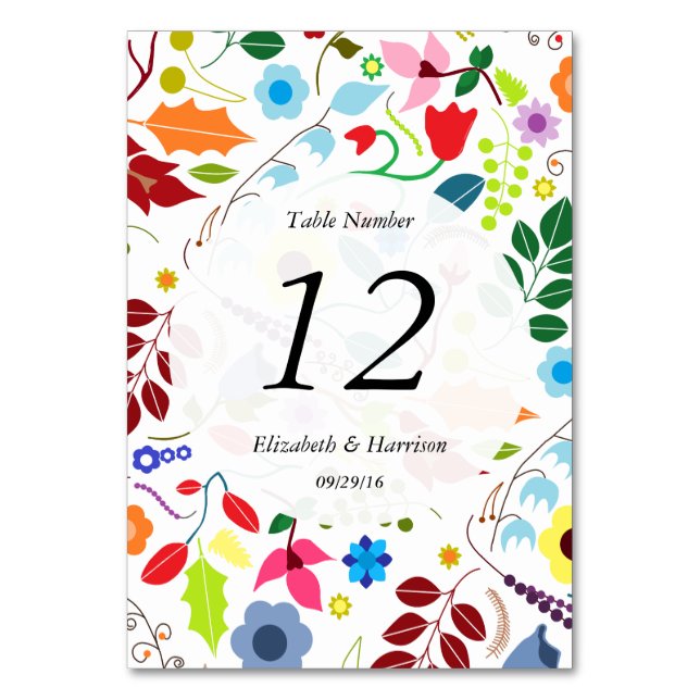 Numéro De Table Boho Chic moderne Mariage floral Tableau No. (Par défaut)