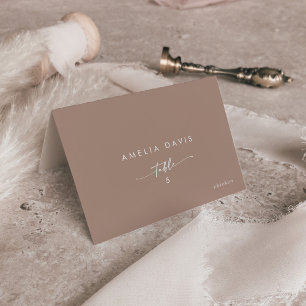 Numéro De Table Boho Chic Neutral Taupe Nom de l'invité Place Cart