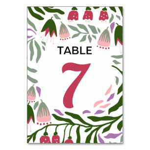 Numéro De Table Boho coloré rétro folklore fleurs mariage