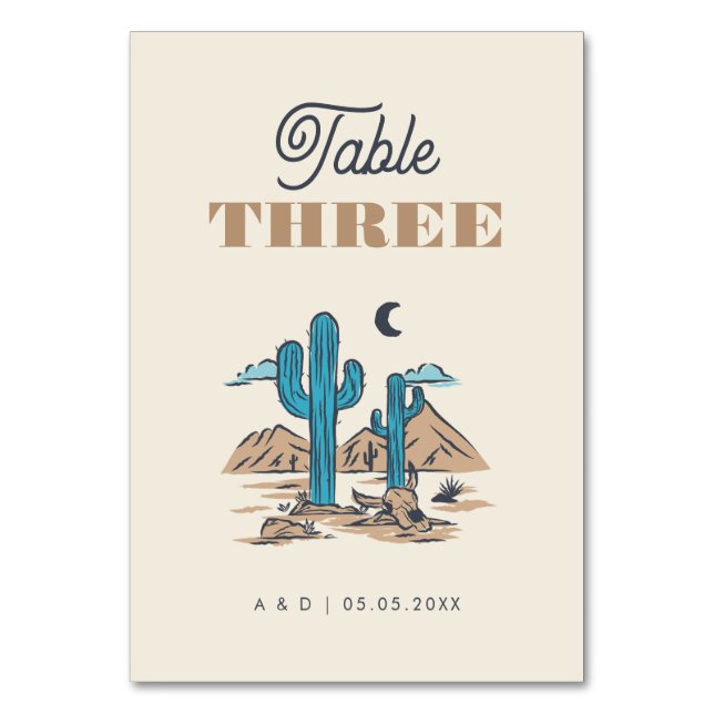 Numéro De Table Boho Desert Cactus Arizona Wedding Table Number (Par défaut)