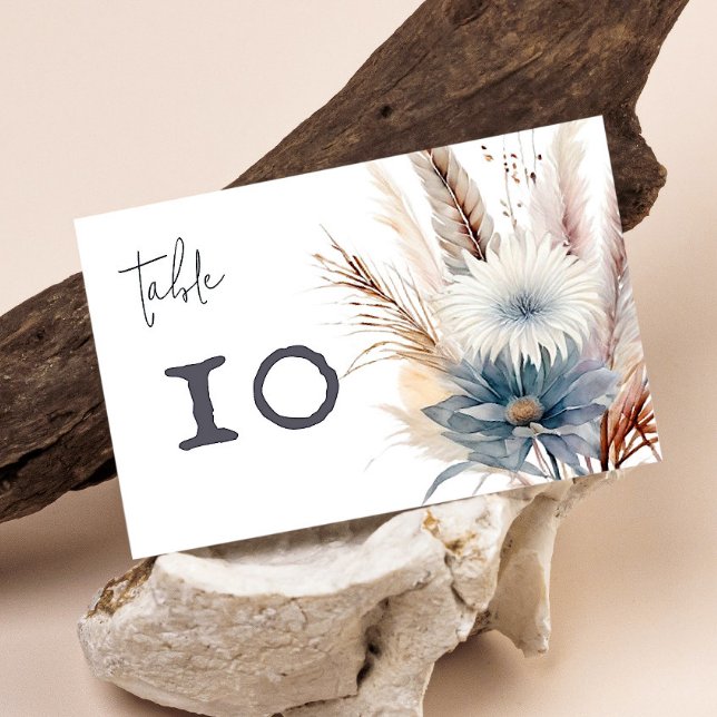 Numéro De Table Boho d'hiver Mariage Floral | BLANCHE (White Winter Boho Floral Wedding Table Number Card)