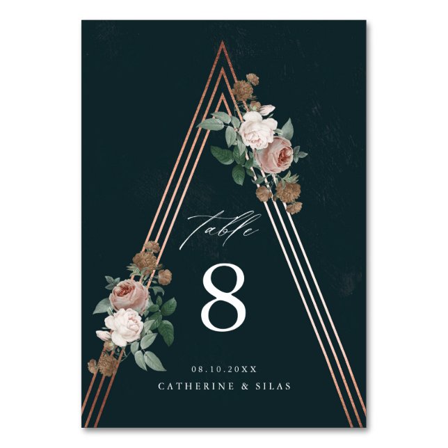 Numéro De Table Boho Floral Navy Mariage bleu (Par défaut)