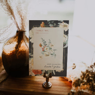 Numéro De Table Boho Flore foncé verdure Botanique   MARIAGE