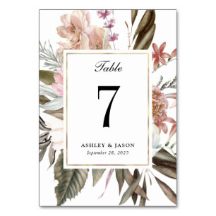 Numéro De Table Boho Imaginaire aquarelle Mariage floral
