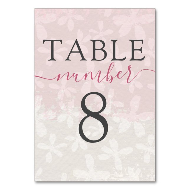 Numéro De Table Boho mignon Mariage à fleurs roses (Dos)