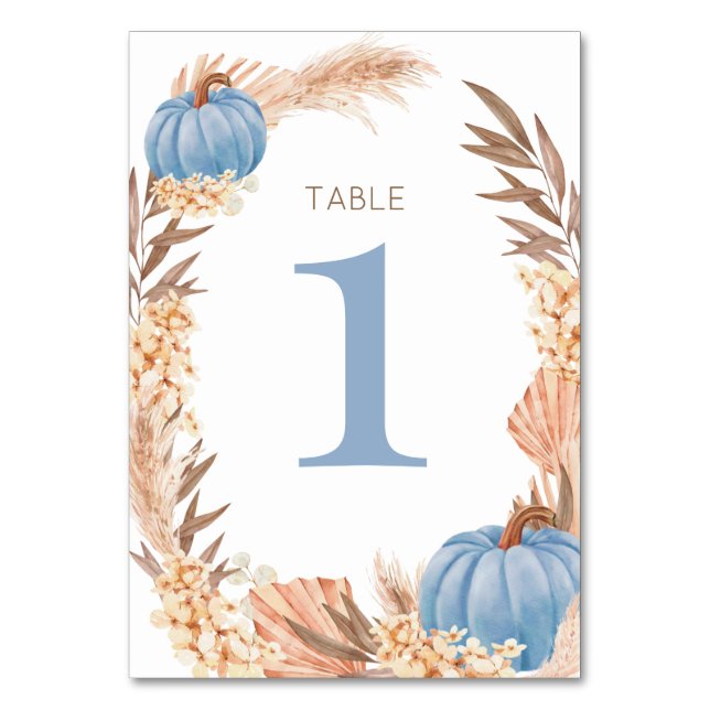 Numéro De Table Boho Pampas blue Pumpkin Table number (Par défaut)