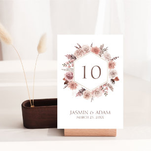 Numéro De Table Boho Pampas Neutral Floral Mariage