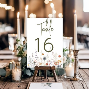 Numéro De Table Boho Pastel Fleur sauvage Moderne Floral Mariage