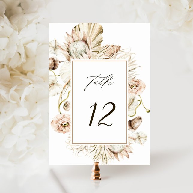 Numéro De Table Boho Protea Pampas Grass Mariage Floral (Créateur téléchargé)