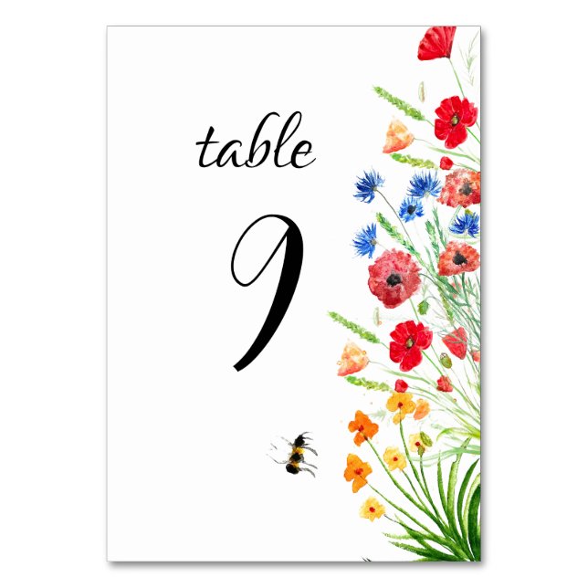 Numéro De Table Boho Rustique Fleur sauvage aquarelle Mariage flor (Par défaut)