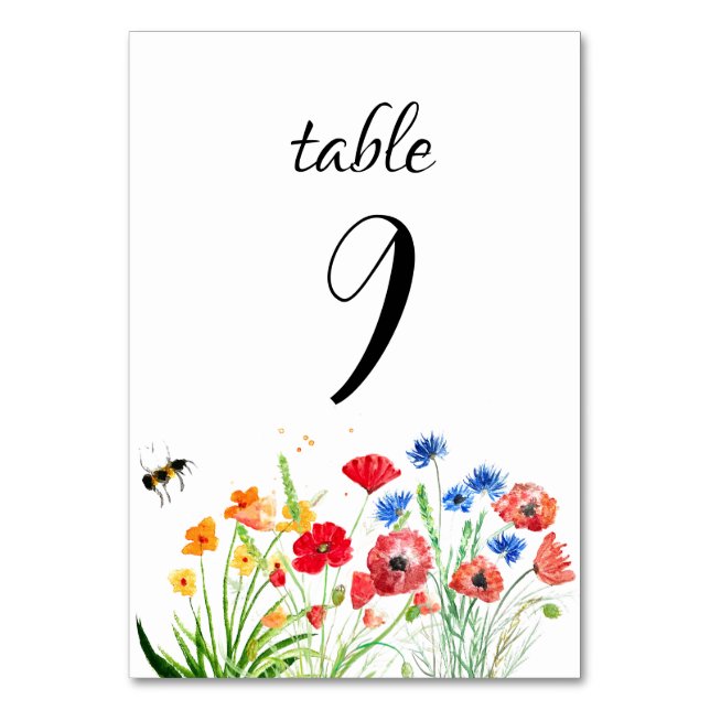 Numéro De Table Boho Rustique Fleur sauvage aquarelle Mariage flor (Par défaut)