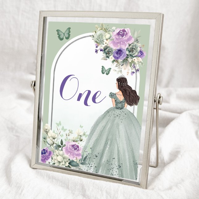 Numéro De Table Boho Sage Green Lilac Floral Quinceañera (Créateur téléchargé)