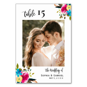 Numéro De Table Boho Script Mariage Numéros de tableau double face