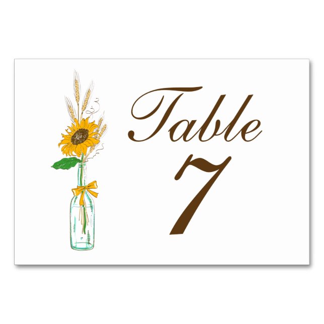 Numéro De Table Boho Sunflower Fall Country Jaune Floral Mariage (Dos)