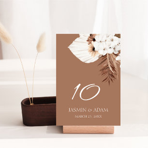 Numéro De Table Boho Terracotta Pampas Brown Mariage Floral Grass