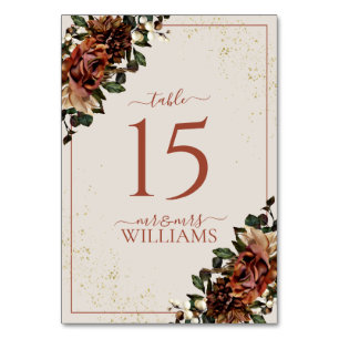 Numéro De Table Boho Terracotta Verdure Floral Mariage