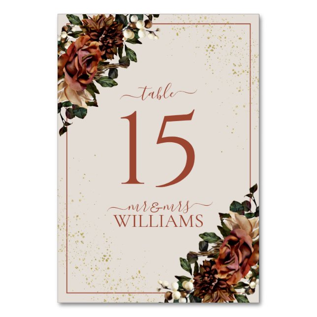 Numéro De Table Boho Terracotta Verdure Floral Mariage (Par défaut)