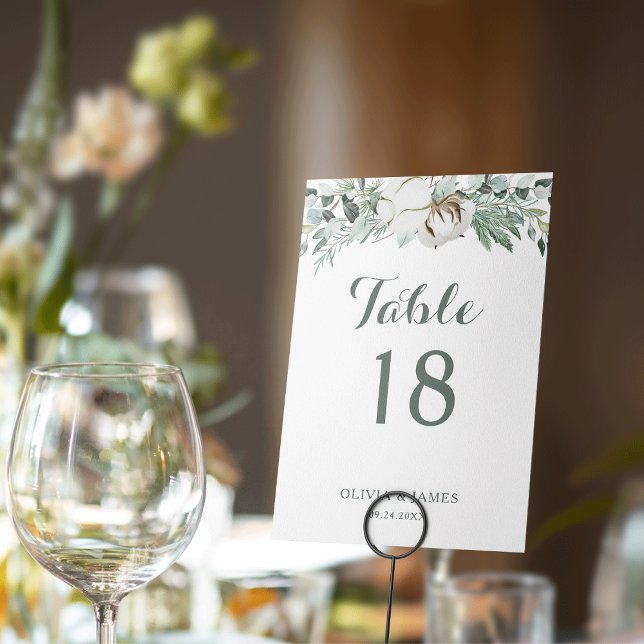 Numéro De Table Boho Verdure Aquarelle Eucalyptus Mariage (Boho Greenery Watercolor Eucalyptus Wedding Table Number)
