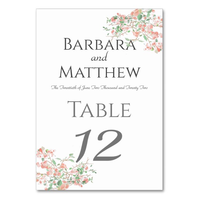 Numéro De Table Boho vert et rose botanique (Par défaut)