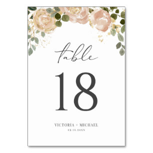 Numéro De Table Boho Watercolor Mauve Peach Flowers Mariage