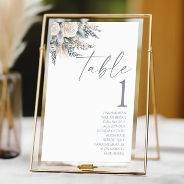 Numéro De Table Boho White Rose Floral Mariage Jardin (Créateur téléchargé)