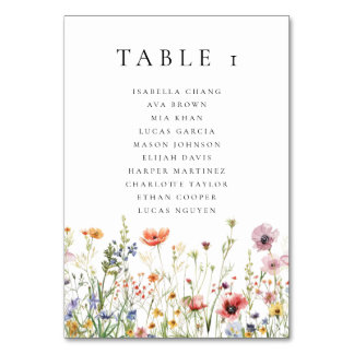 Numéro De Table Boho Wildflower Wedding  Table Number