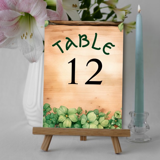 Numéro De Table Bois avec vigne verte Jour de la Saint Patrick irl (Créateur téléchargé)