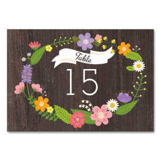 Numéro De Table Bois rustique Bohème Floral Mariage Wreath