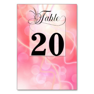 Numéro De Table Bokeh Candy moderne rose avec typographie