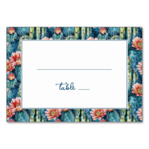 Numéro De Table Bordure de fleurs de cactus sarcelle enjouée