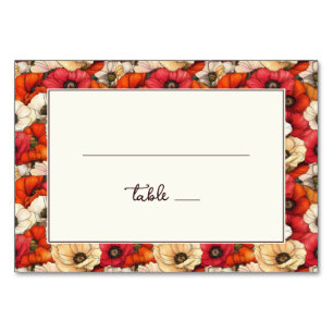 Numéro De Table Bordure de jardin fleuri rouge joyeux