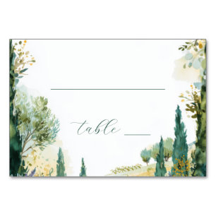 Numéro De Table Bordure de nature à l'aquarelle verte sereine